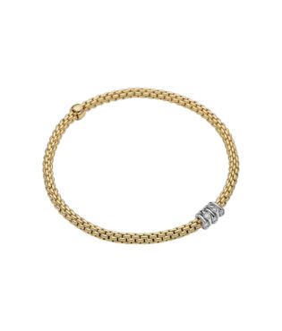 Flex'it Prima flexibele armband geel/witgoud met diamant