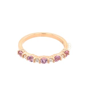 18K Roze Saffier Briljant Alliance Ring 
