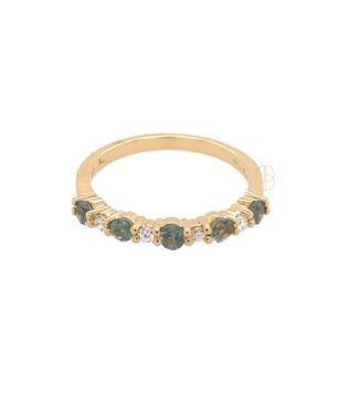18K Groene Saffier Briljant Alliance Ring 