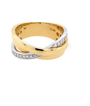 14K Briljant Cross-Over Ring