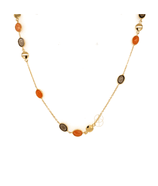 14K Collier met Aventurijn en Rookkwarts