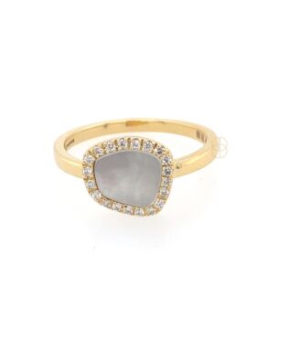 18K Ring met Parelmoer en Briljant 