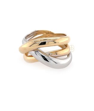 18K Bicolor Cross-Over Ring