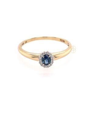 14K Saffier Entourage Ring 