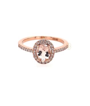 14K Ring met Briljant en Morganiet 14K Ring met Briljant en Morganiet