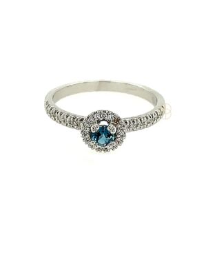 18K London Blue Topaas Halo Ring 18K London Blue Topaas Halo Ring