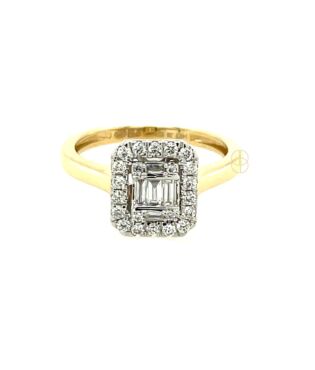 14K Baguette Halo Ring