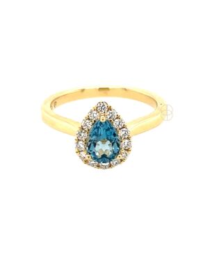 18K London Blue Topaas Entourage Ring 