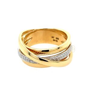 14K Briljant Cross-Over Ring