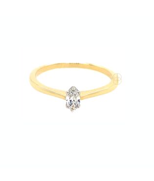 14K Solitair Ring met Marquise Diamant 