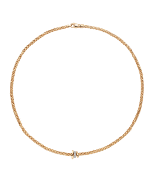 Prima geelgouden collier met diamant 50cm