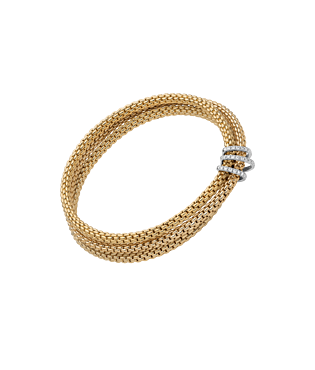 Prima flex'it geelgouden 3 strengen armband met briljant Prima flex'it geelgouden 3 strengen armband met briljant