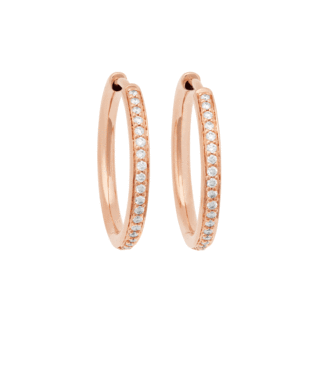 Lux Oorringen Roségoud met Witte Diamant  ⌀20