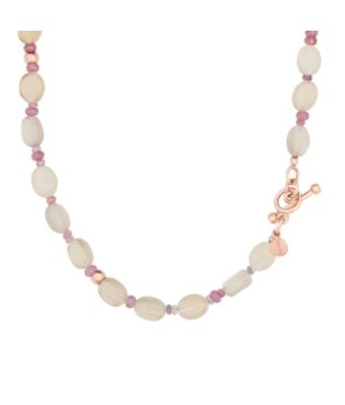 18K Edelsteen Collier met Grijze Maansteen, Lepidolier en Spinel 18K Edelsteen Collier met Grijze Maansteen, Lepidolier en Spinel