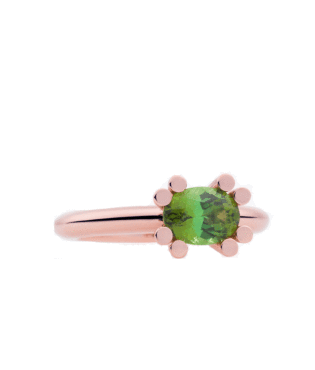 Phlox Ring Roségoud met Groene Toermalijn