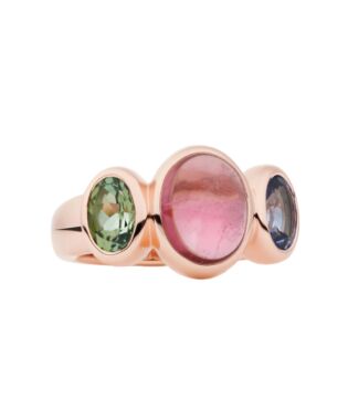 Sushi Ring Roségoud met Toermalijn en Tanzaniet Sushi Ring Roségoud met Toermalijn en Tanzaniet