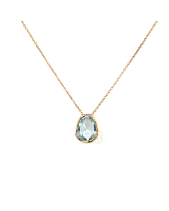 18K Briljant Blauwe Topaas Collier 