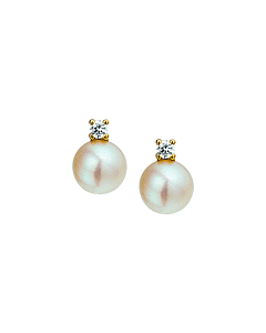 14K Briljant Parel Oorknoppen ⌀6,5mm