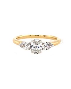 14K Ovaal & Peer Diamant Ring 