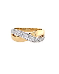 14K Briljant Cross-Over Ring