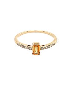 14K Ring met Oranje Granaat Baguette