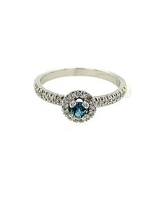 18K London Blue Topaas Halo Ring