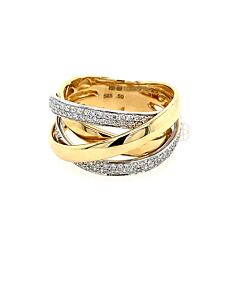 14K Briljant Cross-Over Ring