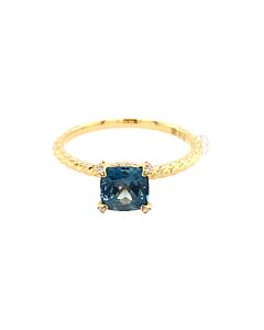 18K Solitair Ring met London Blue Topaas