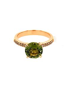 18K Solitair Ring met Groene Toermalijn