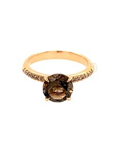 18K Solitair Ring met Rookkwarts 