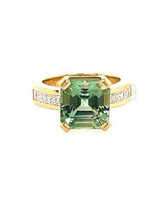 18K Ring met Groene Toermalijn en Briljant