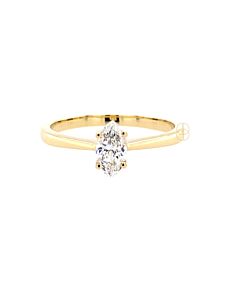 14K Solitair Ring met Marquise Diamant 