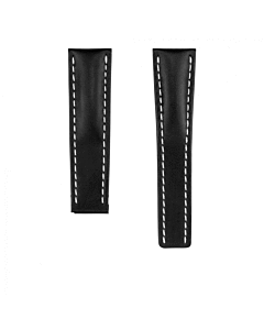 22/20mm zwarte kalfslederen band