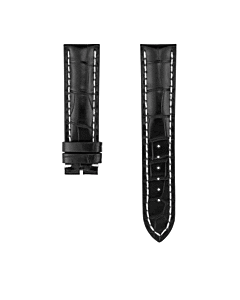 24/20mm zwarte alligatorlederen band