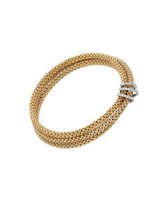 Prima flex'it geelgouden 3 strengen armband met briljant
