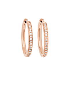 Lux Oorringen Roségoud met Witte Diamant  ⌀20